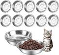 HUOIQUE 10 Pcs 6.2 Inches Stainless Steel Cat Bowls, Whisker Friendly Metal Shallow Cat Dishes for Food and Water