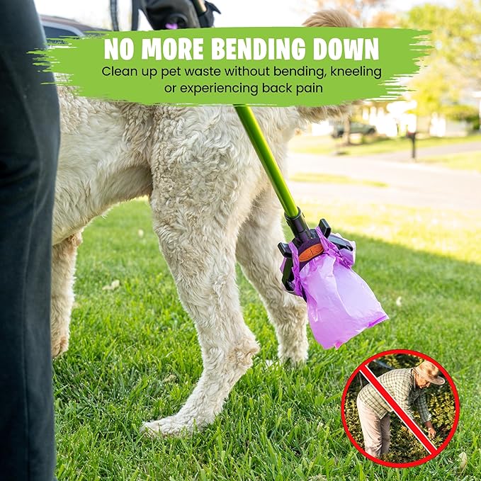 GoGo Stik, Catch-N-Go! Consumer Reports #1 Rated Ergonomic Scooper 2023-2026. Catch Poo on Walks. Alum Tele-Handle, Bag Pouch Dispenser, Wrist Strap. 10-Yr Wty.