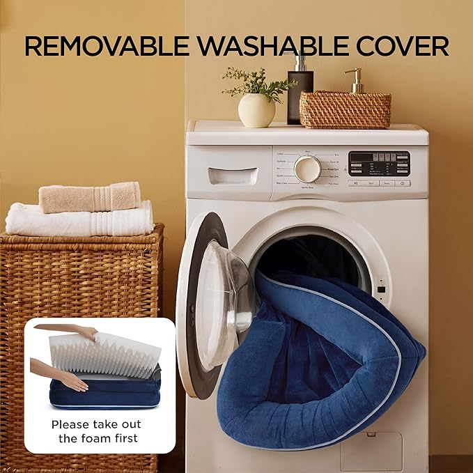 Bedsure L Plus Orthopedic Dog Bed for Large Dogs - Washable Dog Cat Bed Waterproof, L Plus Big Comfort Dogs Couch Sofa with Washable Removable Cover, Pet Bed with Nonskid Bottom, Blue Navy, 38"