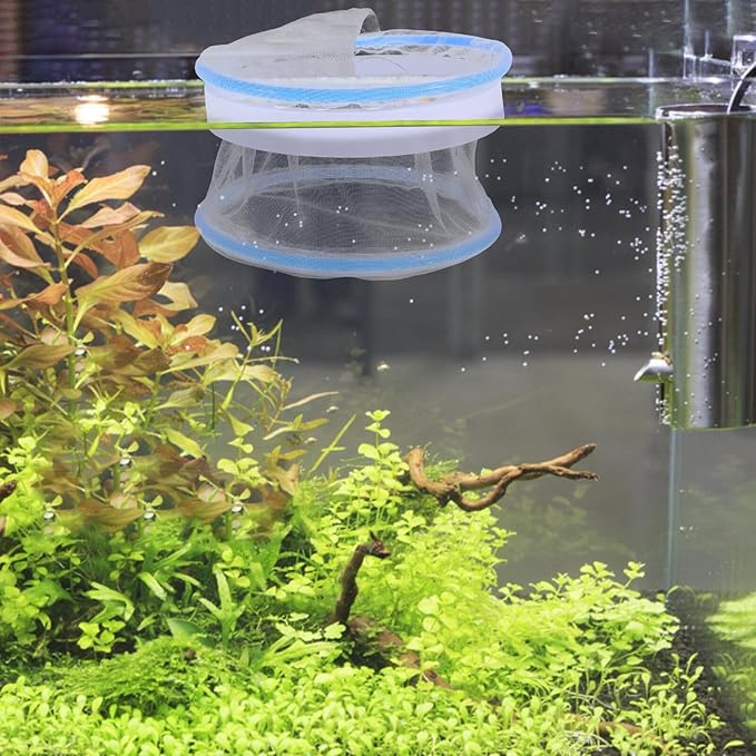 Fish Isolation Box for Aquarium Breeding, Floating Nylon Mesh Fry Hatchery Tank with Feeding Ports, Aquarium Breeder Net for Guppy and Betta Fish Nursery