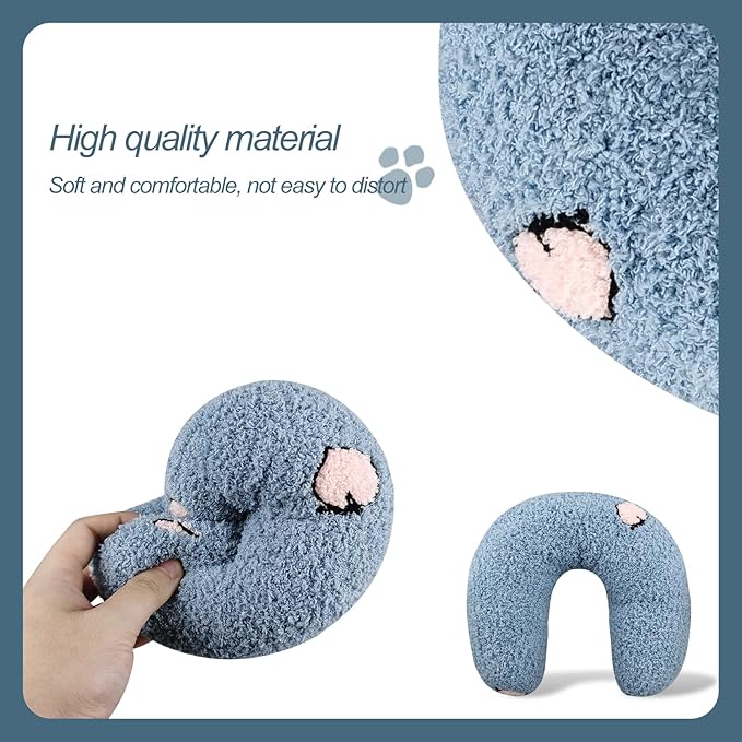 Andiker Pillows for Cats, U Shape Soft Fluffy Cat Pillow for Cat to Lay On Cats Bed Pillow Ultra Soft Pet Pillow for Cat Fluffy Cat Pillows for Indoor Cats and Puppies to Improve Sleep Quality(Blue)