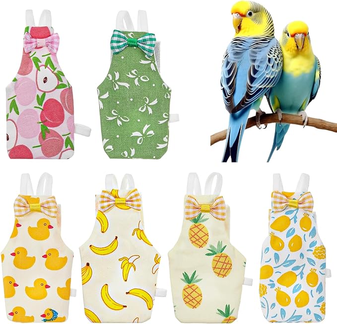 6Pcs Bird Diaper, Reusable Parrot Diapers with Waterproof Inner - Washable Pet Bird Diapers for Cockatiel Budgie Lovebird Parakeet Canary Monk (Medium)