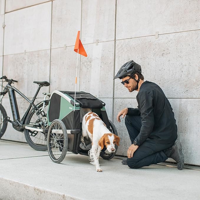 Thule Bexey pet Bike Trailer - Carrier for Small & Large Sized Dogs - Foldable Design - Easy to Connect to Bike - Padded Interior - Converts into Travel Crate - Durable Materials