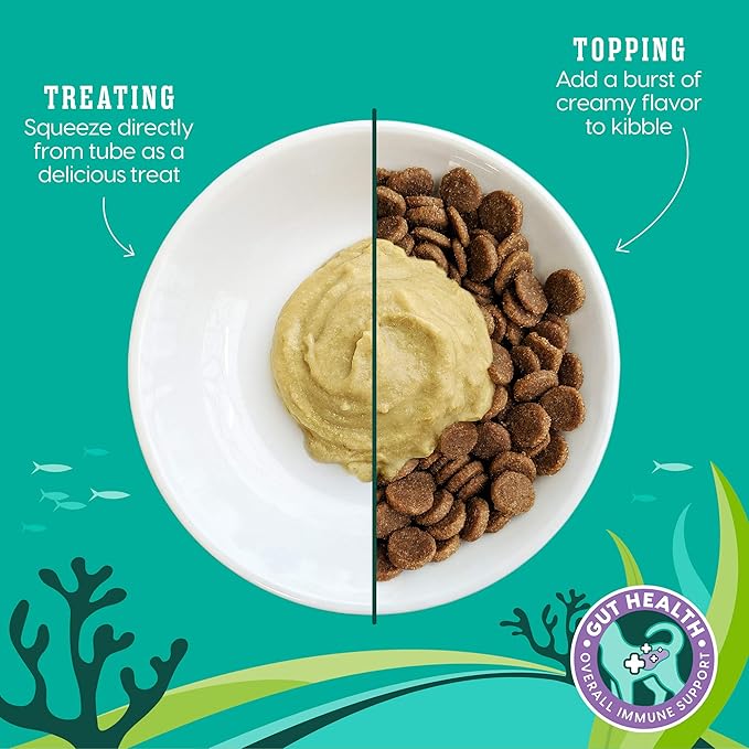 Solid Gold SeaMeal Squeeze Tuna Lickable Cat Treats with Seaweed for Skin & Coat - Wet Cat Treats with Digestive & Immune Health Support - Natural, Holistic, Grain Free (48 Squeezes)