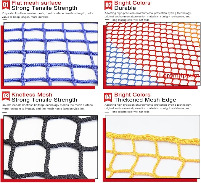 Store Partition Net In Black Knotless Polyester,Scenic Area Fall Protection Nets Mesh Hammock,Balcony Stairs Safety Protective Netting,Kids Playground Fence R(Size:1M×3M(3.3FT×9.8FT),Color:Black)