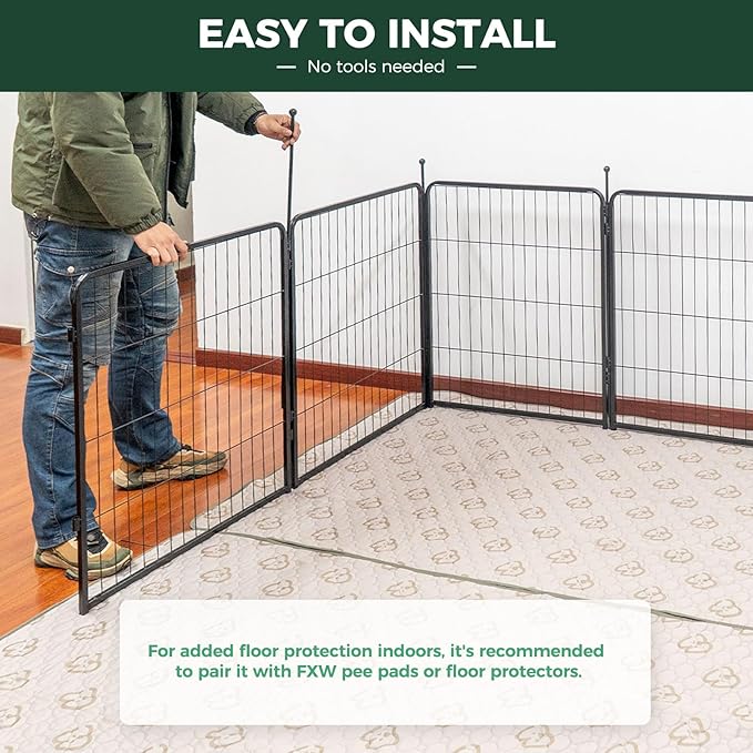 FXW Rollick Unleashed Dog Playpen for Indoor, Yard, RV Camping, 32 inch 16 Panels for Small and Medium Dogs, Black│Patented
