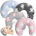 Sweetude 4 Pcs Pillows for Cats Puppy Bed Fluffy Pet Calming Soft Gifts Half Donut U Shaped Pet Neck Pillow Training Joint Relief Cervical Protection(Star,Medium)