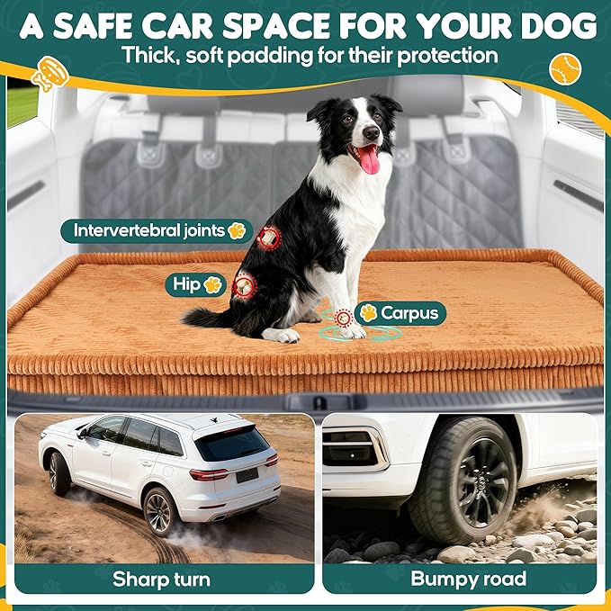 Dog Car Bed, Non-Slip Backseat Extender Pet Mat, Removable Washable Dog Bed for SUVs, Sedans & Trucks, Anti-Slip Travel Bed for Dogs, Easy Clean & Scratch-Proof & Comfort (M, No Backseat Extender)