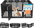 BIRDROCK HOME Dog Playpen w/Door, 12 Panel, 25.6in H | Strong Plastic, Non-Slip Puppy Playpen, Secure Pet Gate | Indoor Outdoor Fence | Configurable Panels | Small to Medium Pets - Black