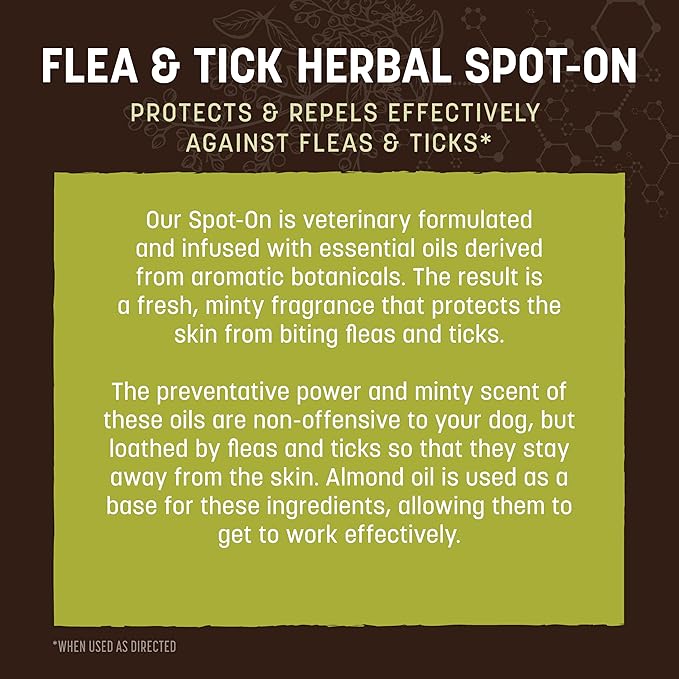 Earth Animal Apothecary Natural Flea & Tick - Herbal Spot-On for Large Dogs - 3 Applications (3 Month Supply)