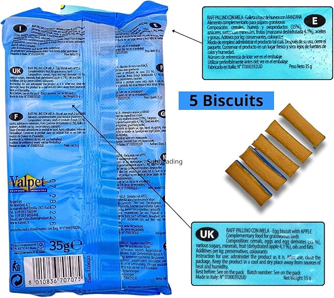 Pallino Mela Biscuits for Birds – 2 Pack Healthy Bird Food, Snack Sticks for Canaries, Finches, Parakeets, Cockatiels & Parrots – Apple Flavored for Canary Treats