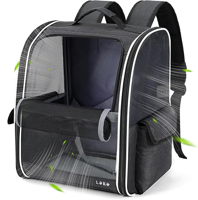 Lekereise Cat Backpack Carriers, Dog Carrier Backpacks with Breathable Mesh for Small Medium Cats Dogs Puppy Up to 20 Lbs, Pet Foldable Carrying Backpack Ventilated for Travel Hiking Collapsible