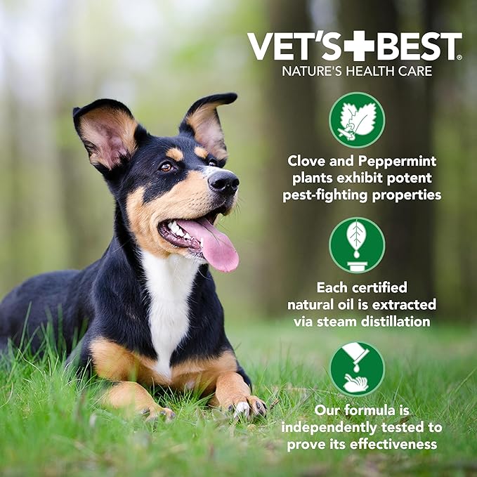 Vet’s Best Botanical Flea and Tick Drops for Medium Dogs, Plant-Based Spot-On Treatment with Certified Essential Oils, Topical Flea and Tick Prevention and Control, Botanical Pest Care, 4 Month Supply