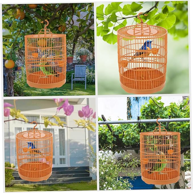 BESPORTBLE Hanging Bird Cage for Decor Plastic Birdcage Round Shape and Bird Nest Decoration for Small Pets