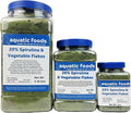 Aquatic Foods Inc. Premium Spirulina & Vegetable Flakes with 20% Spirulina for African Cichlids, Angle Fish, All Tropical Fish Also Pellet Mix, Wafer Mix Included…1-lb 2oz