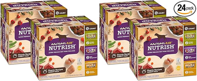 Nutrish Rachael Ray Wet Dog Food Variety Pack Hearty Recipes, six (6) 8 oz Tubs 2 Count (Pack of 24)