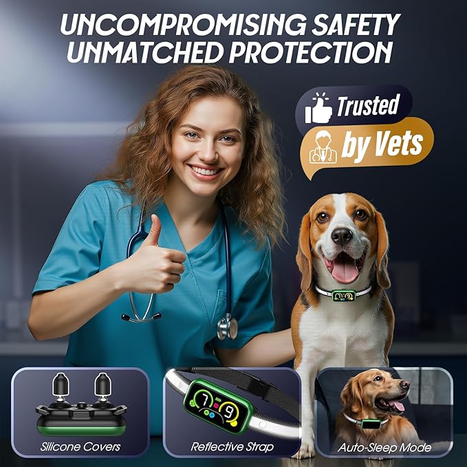 Dog Bark Collar Pro, Instant Bark Solution, Smart Anti Barking Device with 4 Correction Modes, Fast-Acting Barking Collar for for Large Medium Small Dogs 5-150lbs, Ideal for Home & Outdoor Use
