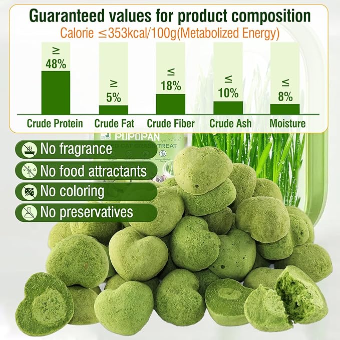 Cat Grass Teething Sticks, 3.52oz Edible Freezed Drying Cat Grass Treats, Cats Snacks for Hairball Removal and Dental Care M