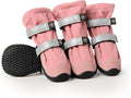 Spark Paws Dog Shoes, Waterproof Dog Boots for Medium to Large Dogs, Non Slip, Breathable Dog Booties and Paw Protectors - 4PCS Doggie Hiking Boots with Reflective Straps - Pink - Size 4