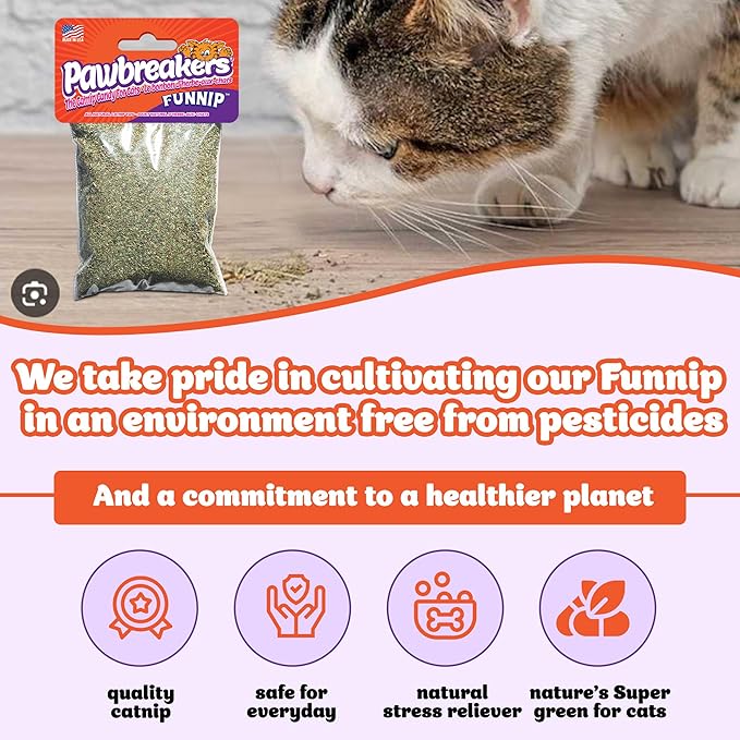 Pawbreakers® Funnip™ – Premium Catnip Treats for Cats & Kittens | Catnip Cat Treats, Fill These Catnips in Toys for Cat, Cats Snacks| No-Stick Fine Grind Catnips - Made in USA