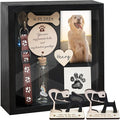 8.6'' Pet Memorial Gift Shadow Box Black Collar Holder Picture Frame Pet Paw Ink Kit Dog Wooden Sculpture Bottle Rainbow Pet Hair Keepsake Gift Loss of Dog Cat Tabletop Wall Hanging PSD-4B