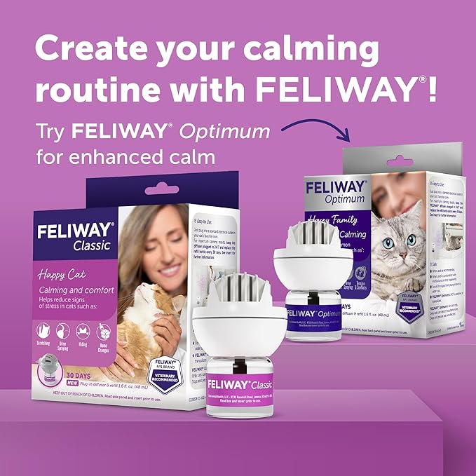 FELIWAY® Classic 6 x 30 Day Cat Calming Refills for Pheromone Diffuser, 6 x 48ml Value Pack - Helps Reduce Common Signs of Stress in Cats & Kittens, Enhanced Calming