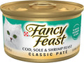 Purina Fancy Feast Cod, Sole and Shrimp Feast Classic Grain Free Wet Cat Food Pate - (Pack of 24) 3 oz. Cans