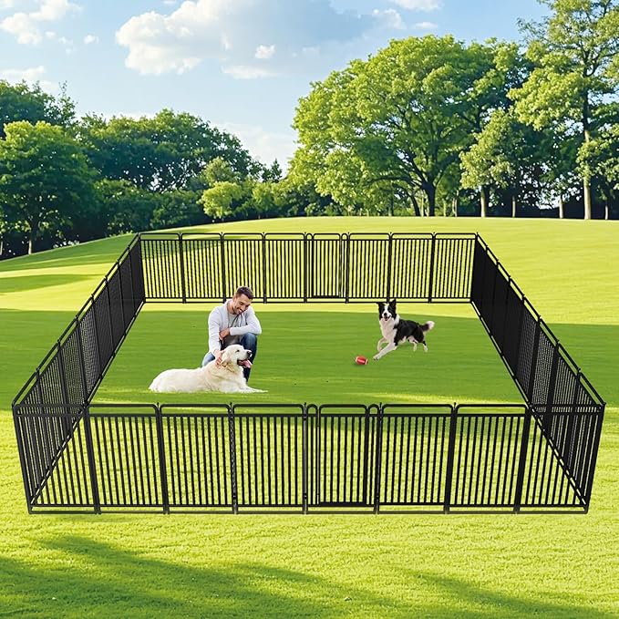New Thickened Version Dog Playpen, 40 Inch Dog Fences for The Yard, Portable Outdoor Dog Playpen for Large/Medium/Small Dogs, Foldable Metal Dog playpen, with Doors (32 Panels, 40 Inch)