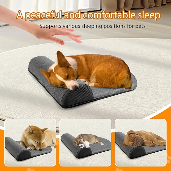 Dog Bolster Pillow/Headrest for Small Dogs and Cats, Dog Bed Pillow for Cervical Vertebra/Neck Stable Support, Portable Elastic Soft Pet Headrest for Dog Cat (S（12.76 x 11.81in）)