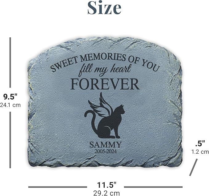 Let's Make Memories Personalized Forever Friend Pet Memorial Stone - Cat - Sympathy Garden Marker
