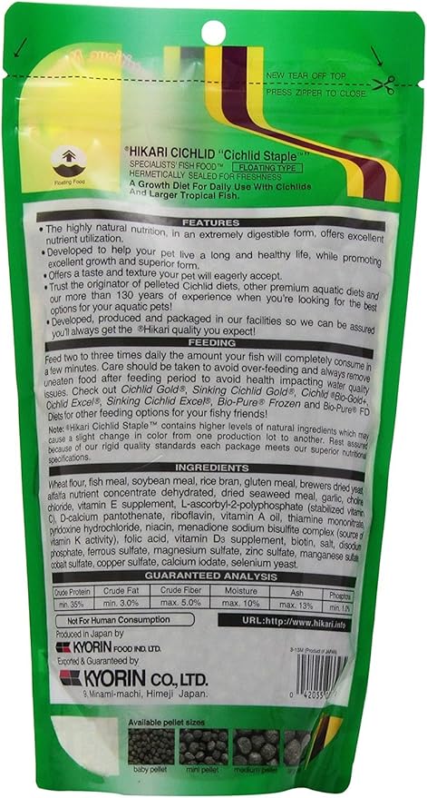 Hikari 8.8-Ounce Cichlid Staple Floating Pellets for Pets, Medium (3 Pack)