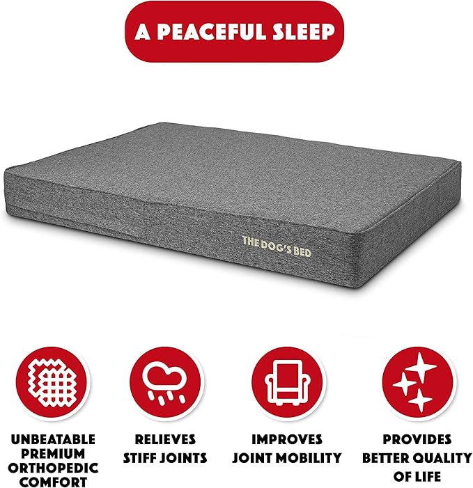 The Dog’s Bed Orthopedic Memory Foam Dog Bed Mattress, Linen Fabric, Grey Linen, XXL, 6-Inch