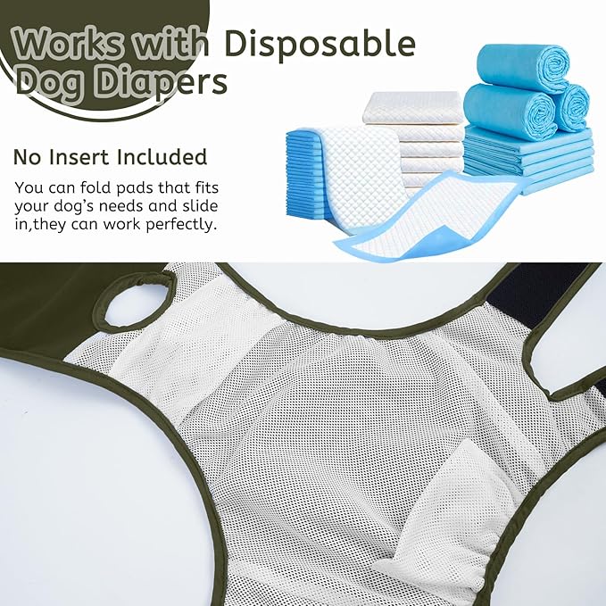 Dog Diapers Female Reusable Washable Period Diaper with Suspender,Adjustable Dog Panties Anti-Harassment, Doggie Diapers for Incontinence, Heat Cycles, or Senior Dogs（XS-XL