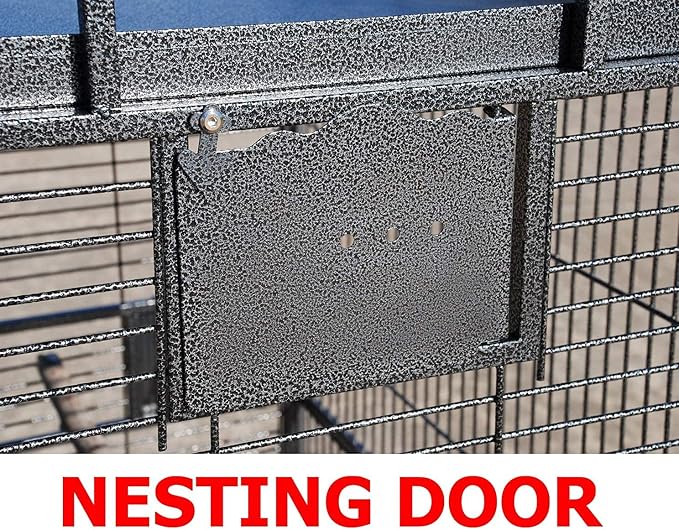 Large Elegance and Durable Wrought Iron Open Play Top Stand Bird Parrot Rolling Cage, Include Metal Seed Guard Solid Metal Feeder Nest Door