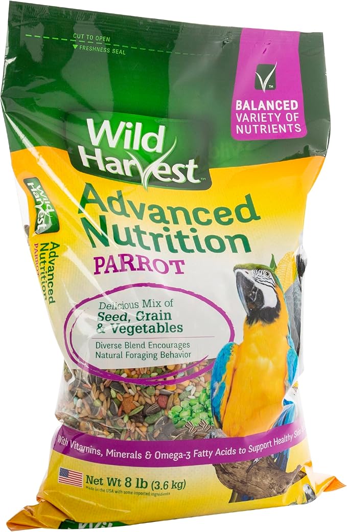 Wild Harvest Advanced Nutrition Parrot 8 Pounds, Seed, Grain and Vegetable Mix (Pack of 2)