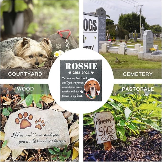 Alienc Personalized Pet Memorial Stone – Custom Dog & Cat Memorial Gifts for Loss, Outdoor Pet Grave Marker, Sympathy Keepsake for Dogs and Cats