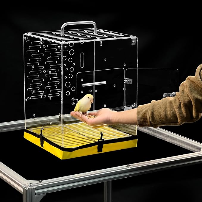 GuineaLoft™ Acrylic Bird Cage Model-ETO, Crystal Clear, 360° Panoramic View, Portable & Easy Clean Design with Canvas Bottom- Visit The GuineaLoft Store