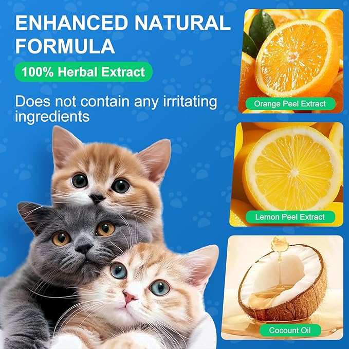 Cat Deterrent Spray, Natural Cat Repellent Spray for Indoor & Outdoor, Anti-Scratch Deterrent for Furniture, Sofas, Rugs, Curtains, Plants, Alcohol-Free, for Kittens and Cats 8.12 Oz