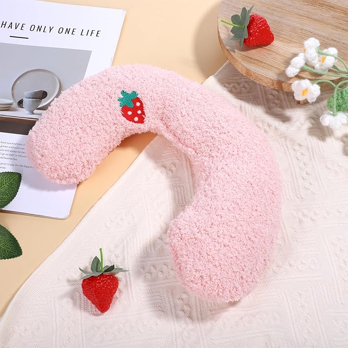 U-Shaped Pillow for Pets Cat Calming Pillows Indoor Pet Soft Fluffy Cat Dog Bed Anxiety Relief Half Donut Cuddler with Cute Embroidery Pattern Pet Neck Pillow for Cats Dogs Other Pets