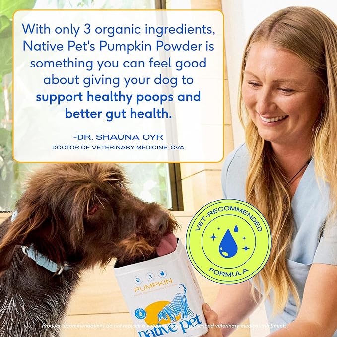 Native Pet Pumpkin for Dogs - Organic Powder Pumpkin Puree Dog Food Toppers-Rich in Fiber Supplement Powder Helps with Digestion, Nutrient Absorption, Diarrhea, Constipation & Upset Stomach-120 Scoops