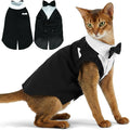 PUMYPOREITY Cat Tuxedo Suit Formal Wear with Bow Tie, Soft Skin-Friendly Cat Costumes for Cats Only, Elegant Outfit for Male Female Cats, Perfect for Wedding Birthday Photo Shoots, S, Black