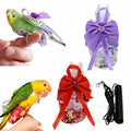 2 Pcs Bird Diapers Bird Harness Flight Suits Diapers with 80in Flying Leash Reusable Parrot Nappy with Waterproof Inner Layer for Cockatiel Budgie Conure Parakeet Lovebird-Red&Purple Sakura