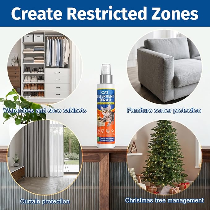 Cat Deterrent Spray - Safe Indoor & Outdoor Deterrent for Furniture Protection, Effective Training Aid with Natural Ingredients（75ml） A1
