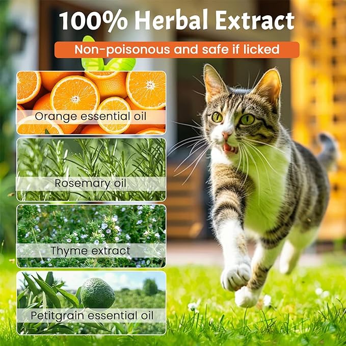 Cat Deterrent Spray, Safe Natural Cat Deterrent Outdoor, Cat Pee Deterrent Spray Indoor for Urine Marking Furniture, Humane Effective Training Aid Anti-Scratch for Cats and Kittens, 2PCS