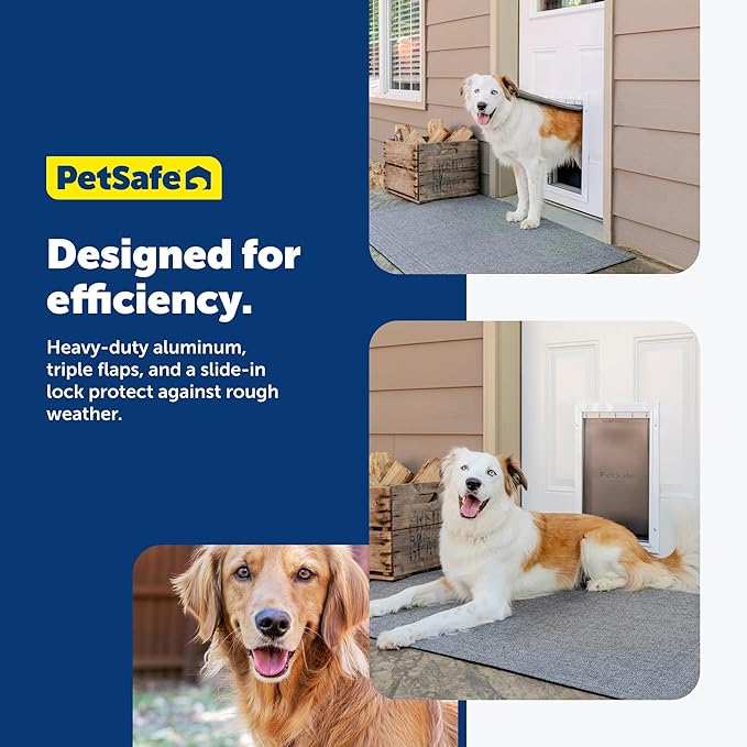 PetSafe Extreme Weather Aluminum Pet Door - Energy-Saving Thermal Barrier Pet Flap with Slide-in Door Locking & Secure Flap Cover - for Dogs Up to 100 Lb - Large