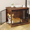 31.9" Dog Crate Furniture with Barn Door, Heavy Duty Dog Kennel Indoor with 2 Doors, Wooden Pet Cage End Table for Small Medium Dogs up to 44 lb, Anti-Chew Anti-Escape, Rustic Brown DFC83601B