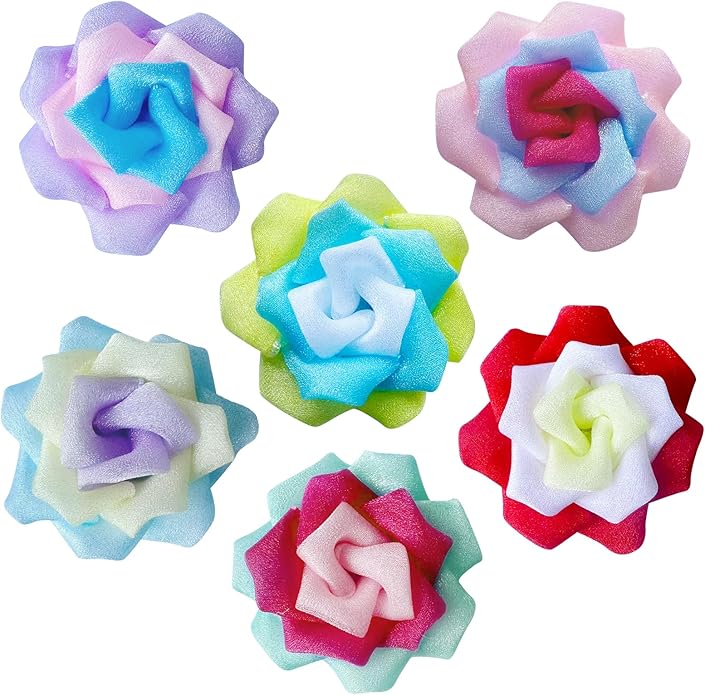 Dog Collar Flowers Accessories, 6 Pack Flower Charms for Dog & Cat Collars, Elastic Slide-On Decorative Flowers for Pet Collars