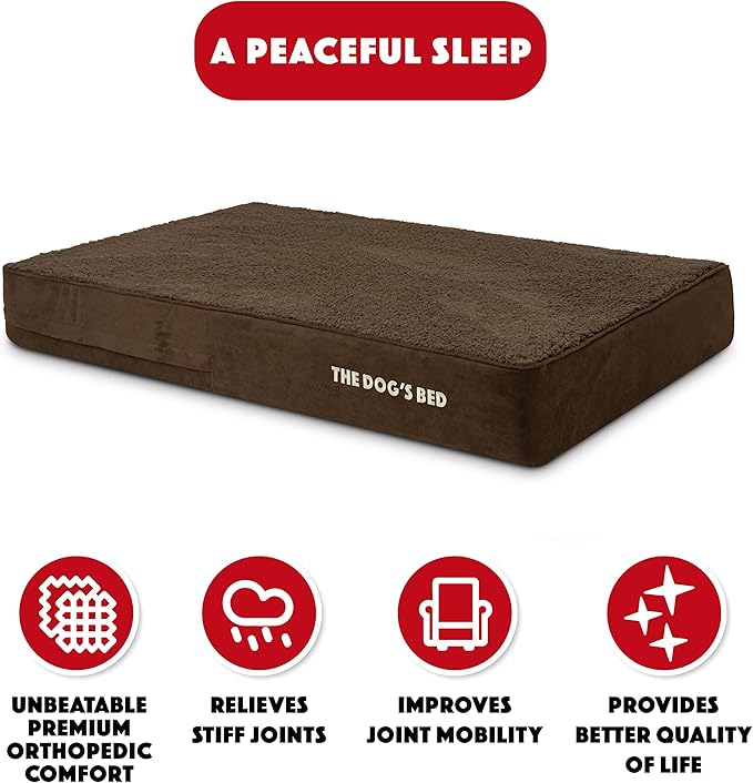 The Dog’s Bed Orthopedic Memory Foam Dog Bed Mattress, Plush Fabric, Brown Plush, XL, 6-Inch