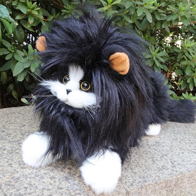 Lion Mane Wig for Cat,Dog and Cat Costume,Funny Pet Cat Costumes for Halloween Christmas, Parties, Photo Shoots (Size M, Black and Brown)