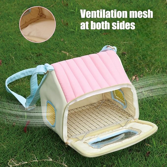 Bird Travel Carrier - Warm Breathable Portable Accessories with Stainless Steel Tray | Bird Carrier Travel Cage - for Animal Pigeon Offices Outing Vehicle Car Road Trip Daily Indoor Outdoor
